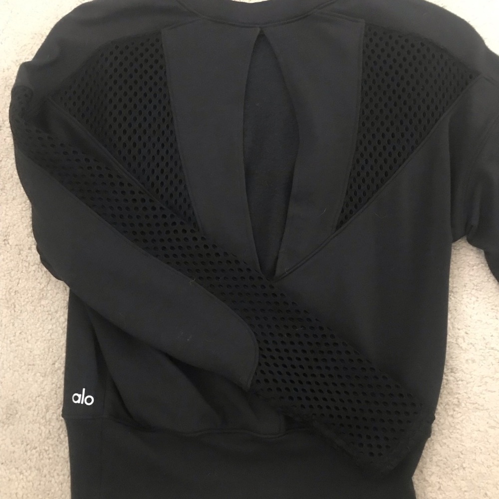 Alo Black Perforated Cut Out Sweatshirt